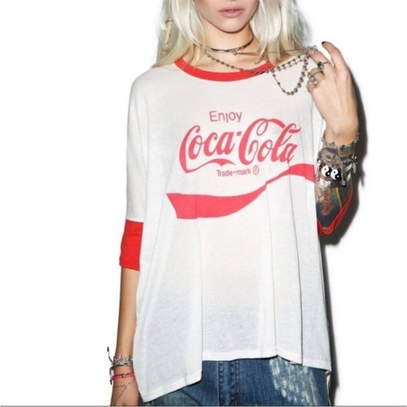 Wildfox Enjoy Coca Cola Sunny Morning Oversized Graphic Tee Size Large - Picture 2 of 9
